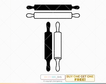 Rodillo SVG, imágenes prediseñadas de repostería, PNG de panadería, DXF de pan, EPS de cocina, rodillo Cricut, archivo de corte para repostería, silueta de panadería, imágenes prediseñadas de pan