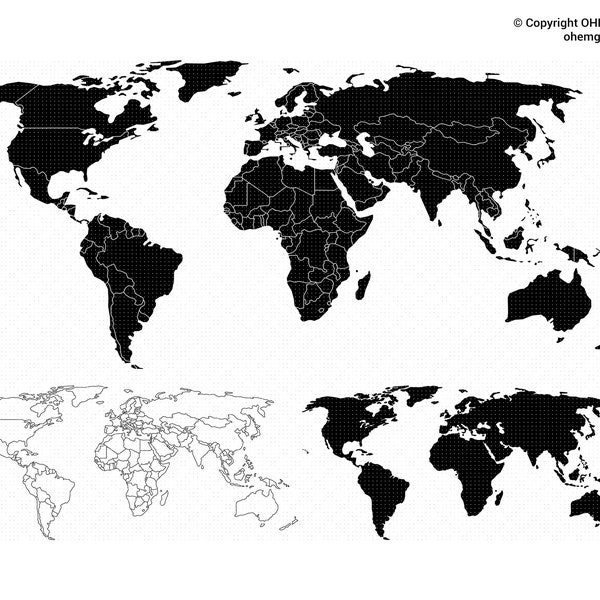 Earth Svg, World Map Png, World Map Clipart, World Dxf, Travel Eps, Global Map Cricut, Continents Cut File, Map Silhouette, Map Svg