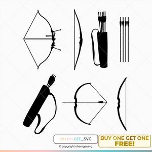 Bow Svg, Arrow Clipart, Quiver Dxf, Archer Eps, Bow and Arrow Cricut, Archery Cut File, Bow Clipart, Arrow Silhouette, Archer Png, Arrow Svg