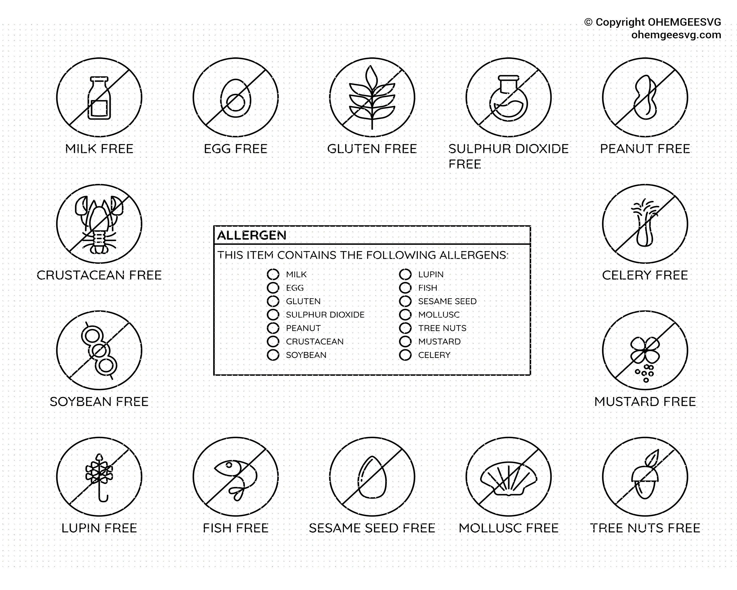 Download Ingredient Warning Labels Svg Bundle Allergy Icons Svg Food Etsy
