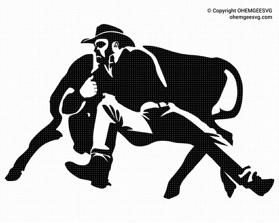 Download Rodeo Svg Steer Wrestling Svg Bull Wrestler Svg Rodeo Etsy