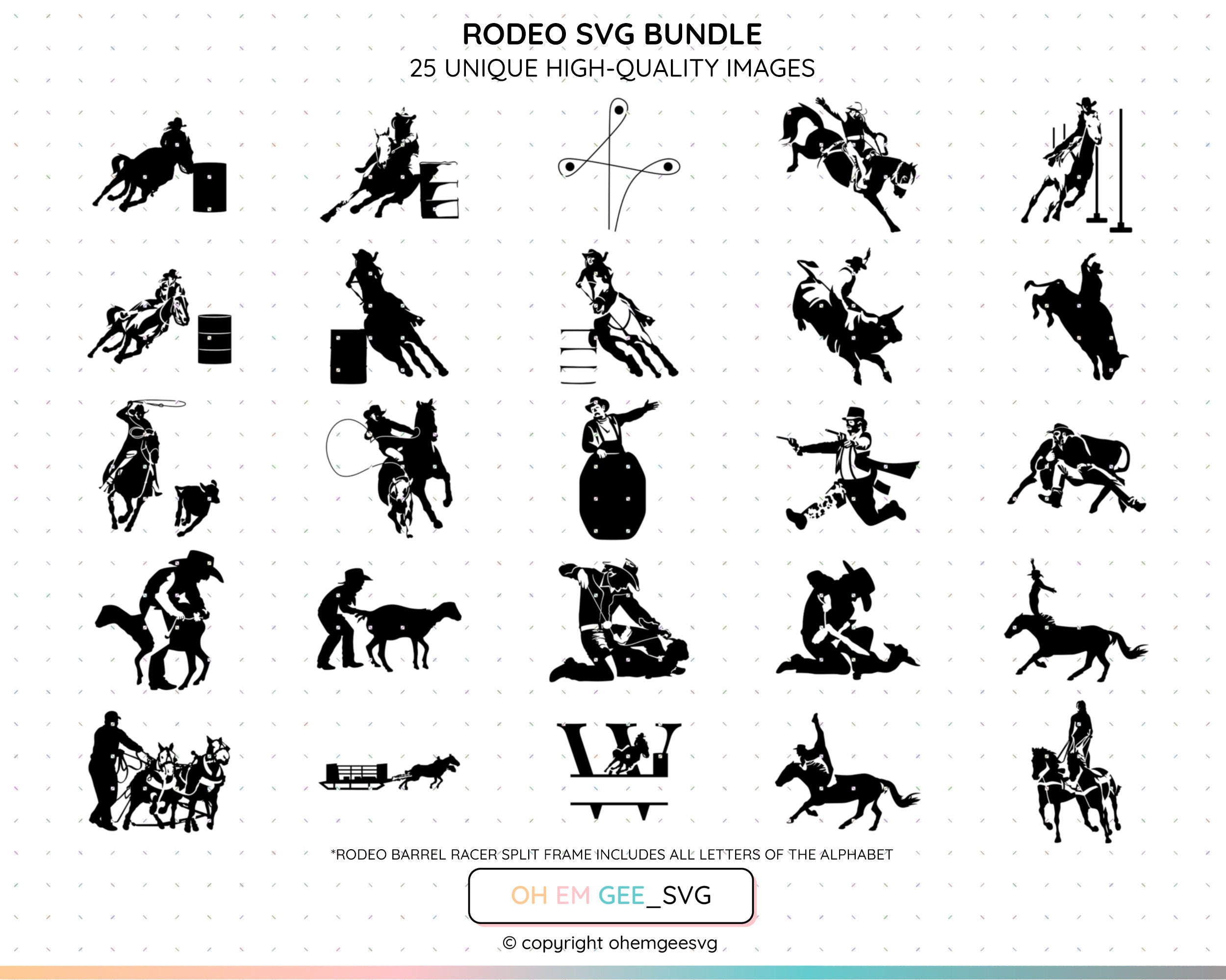 Rodeo Bundle Svg Barrel Racer Clipart Bronc Riding Png Bull - Etsy Sweden