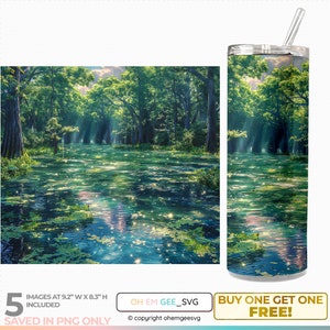 Swamp Skinny 20 Oz Tumbler Wrap, Magical Swamp For Sublimation, Swamp Life Clipart, Swamp Scene For Card Making, Swamp Png, Swamp Clipart