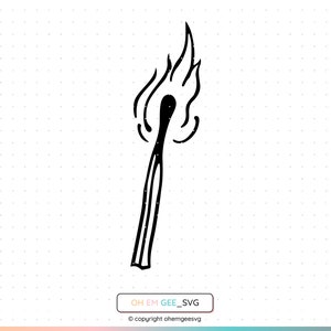 Burning Matchstick Svg, Match Png, Matchstick Clipart, Match Stick Dxf, Flame Eps, Fire Cricut, Match Cut File, Matchstick Silhouette