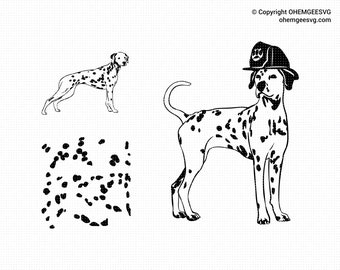 Dalmatian SVG Bundle, Dalmatian Svg, Firehouse Dog Clipart, Dalmatian Spots Dxf, Dalmatian Pattern Eps, Dalmatian Print Cricut