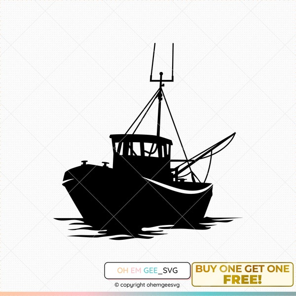 Small Fishing Boat in the Middle of the Ocean Svg, Fishing Boat Clipart, Boat Png, Small Boat Dxf, Fishing Boat Eps, Boat Cricut, Boat Svg