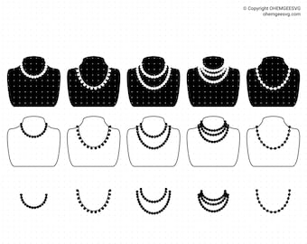 Pearls Necklace Svg, Pearl Svg, Necklace Svg, eps, png, dxf, clipart for cricut or silhouette