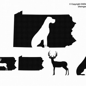 Pennsylvania Deutsche Dogge in SVG- und Png-Dateien gespeichert, Pennsylvania Karte Clipart, Hund Dxf, Hirsch Silhouette, Deutsche Dogge Cricut, US State Map svg