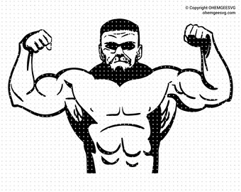 Bodybuilder Silhouette, Strong Man Clipart (svg, png, dxf, pdf)