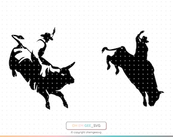 Rodeo Svg, Bull Riding Clipart, Steer Riding Dxf, Bull Rider Eps, Rodeo Cricut, Bull Cut File, Cowboy Silhouette, Bull Riding Svg