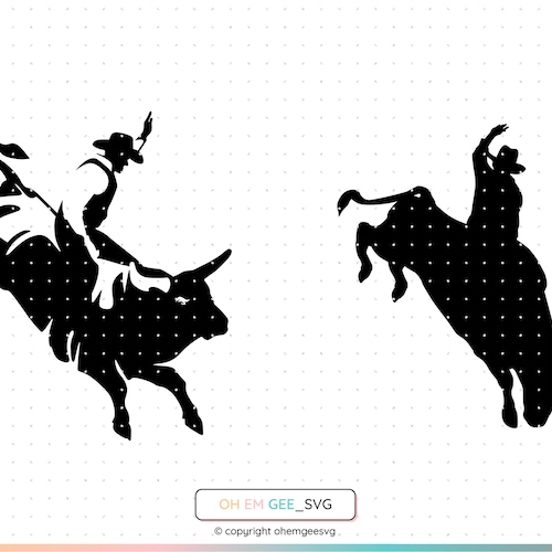 Rodeo Svg Bull Riding Clipart Steer Riding Dxf Bull Rider - Etsy