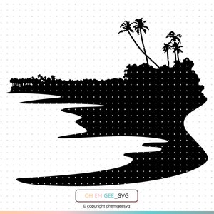 Beach Svg, Seashore Clipart, Coast Png, Coastline Dxf, Palm Trees Eps, Beach Cricut, Seashore Cut File, Coast Silhouette, Coastline Svg