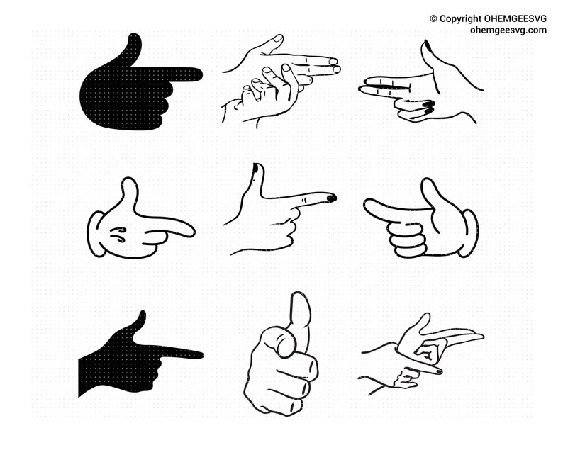 Gun Finger Hand Sign SVG Bundle, Gun Finger Sign Png, Hand Sign Clipart, Gun Hand Sign Silhouette, Gun Finger Sign Cricut, Gun Hand Sign Dxf image 1