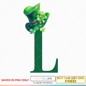 Kabouterhoed letters clipart, St Patrick's Day alfabet voor sublimatie, St Patty initialen png, kabouter monogram voor het maken van kaarten