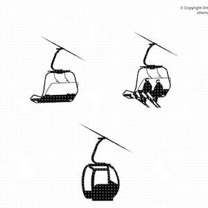 Ski Lift Svg, Gondola Lift Png, Skiing Clipart, Chairlift Dxf, Ski Lift Eps, Gondola Cricut, Skiing Cut File, Ski Lift Silhouette