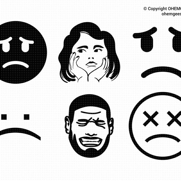 Sad Face Svg, Crying Man Png, Sad Woman Clipart, Cry Dxf, Sad Emoji Eps, Sad Face Cricut, Sad Emoji Cut File, Sad Girl Svg, Crying Svg