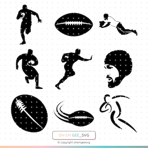 Rugby SVG Bundle, Rugby Clipart, Png de sport de rugby, joueur de rugby Dxf, Rugby Eps, Rugby Football Cricut, Rugby joueur coupe fichier, Rugby Svg