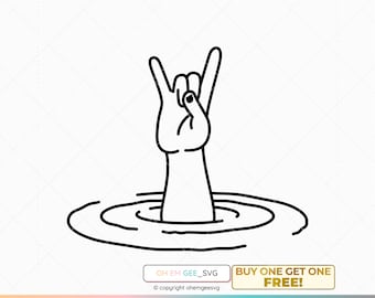 Rock on Hand Sign from Water Svg, Rock On Clipart, Rock and Roll Png, Rock On Dxf, Hand Sign Eps, Rock On Sign Cricut, Rock On Silhouette