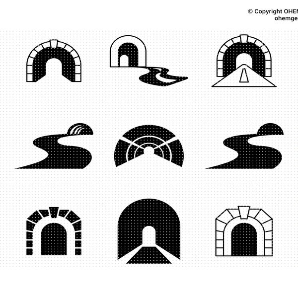 Tunnel Svg, Road Tunnel Png, Railway Tunnel Clipart, Railroad Tunnel Dxf, Car Tunnel Eps, Tunnel Cricut, Tunnel Cut File, Tunnel Silhouette