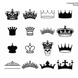 Crown SVG, Royalty Png, Royal Clipart, Skull Wearing a Crown Dxf, King Eps, Skull Cricut, Tiara Cut File, Queen Svg, Princess Svg