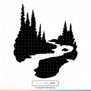 River Svg, Nature Scene Png, River Scene Clipart, Landscape Dxf, Scenery Eps, River Cricut, Nature Scene Cut File, River Silhouette