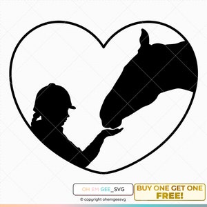 Jong meisje en haar paard opgeslagen in Svg- en Png-bestanden, Cowgirl Clipart, meisje met paard Dxf, paardenliefhebber Eps, Girl Love Horse Cricut