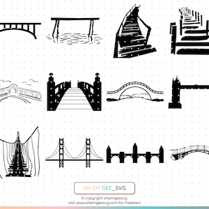 Bridge Svg Bundle, Bridge Png, Wooden Bridges Clipart, Path Dxf, Pathway Eps, Golden Gate Cricut, Bridge Cut File, Path Silhouette