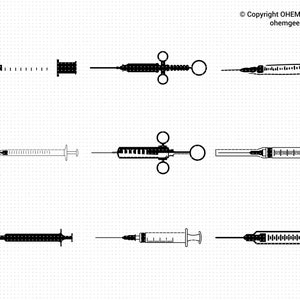 Syringe Svg Bundle, Syringe Png, Syringe Clipart, Injection Dxf, Vaccination Eps, Medical Cricut, Hopsital Cut File, Healthcare Silhouette