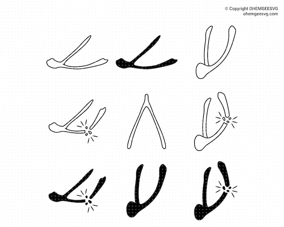 Wishbone Svg Bone Png Wish Bone Clipart Good Luck Dxf | Etsy