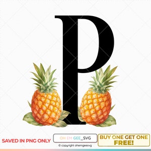 Ananas alfabet clipart, ananas letters voor sublimatie, ananas initialen png, ananas monogram voor kaarten maken, alfabet png