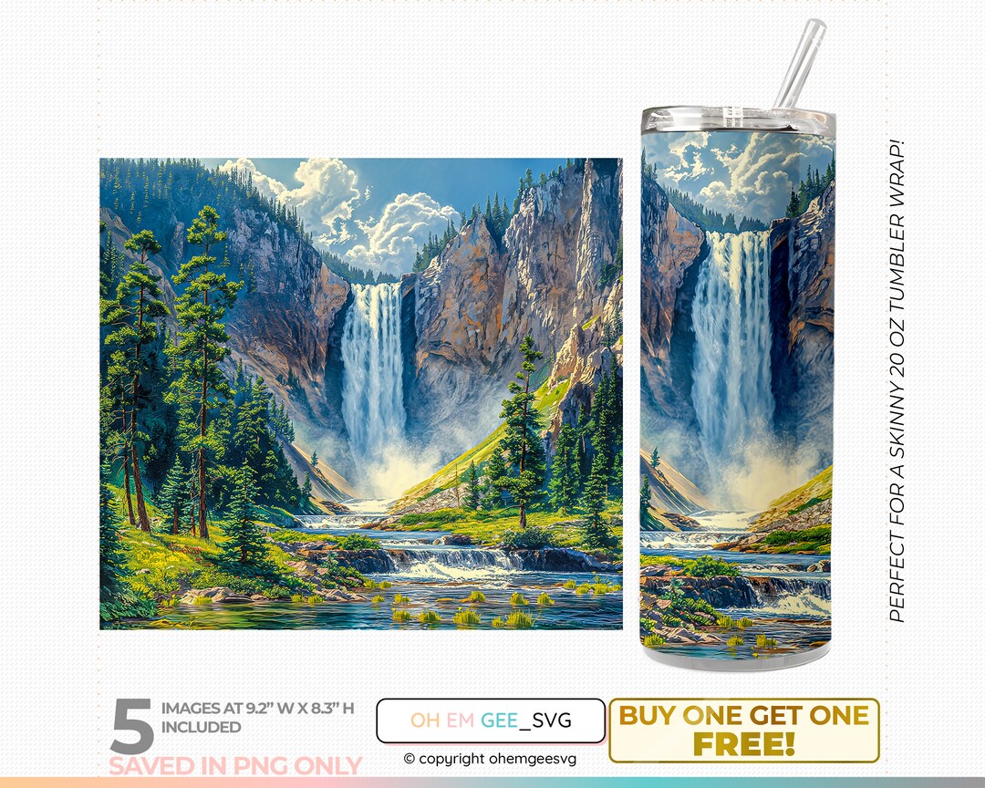 Waterfall Tumbler Wrap: Skinny 20 Oz Sublimation Design (PNG Files) - Etsy