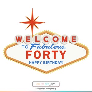 40th Birthday Las Vegas Saved in Svg and Png Files, Las Vegas Birthday Clipart, Welcome To Forty Png, 40th Birthday Eps, Las Vegas Dxf