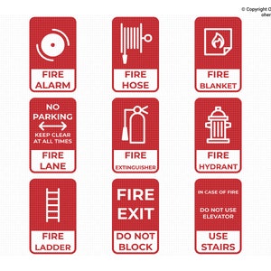 Fire Safety Sign SVG Bundle, Fire Safety Sign Svg, Safety Signage Png, Fire Safety Clipart, Fire Alarm Dxf, Fire Exit Eps, Firefighting Svg