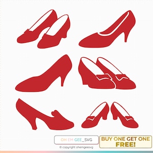 Paquete SVG de zapatillas rojo rubí, zapatillas rojo rubí PNG, zapatillas rojo rubí Cricut, imágenes prediseñadas de zapatillas rojo rubí, archivo de corte de zapatillas rojo rubí