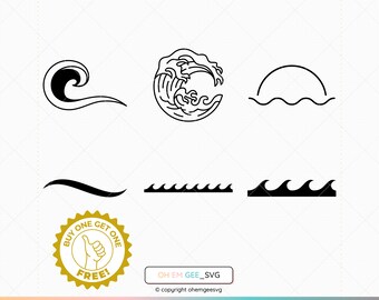 波のSVG、海の波のSVG、波のSVG、津波のSVG、水のSVG、サーフィンの波のSVG、eps、png、dxf、クリカットとシルエット用のクリップアート