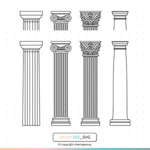 Column Svg, Columns Png, Architectural Columns Clipart, Greek Column Dxf, Architecture Eps, Pillar Cricut, Classical Column Cut File