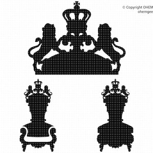 Throne Svg, Queen&#39;s Throne Svg, Two Lions Holding a Crown Svg, King&#39;s Throne Svg, Royal Crown Svg, Thrones Svg, Royalty Svg