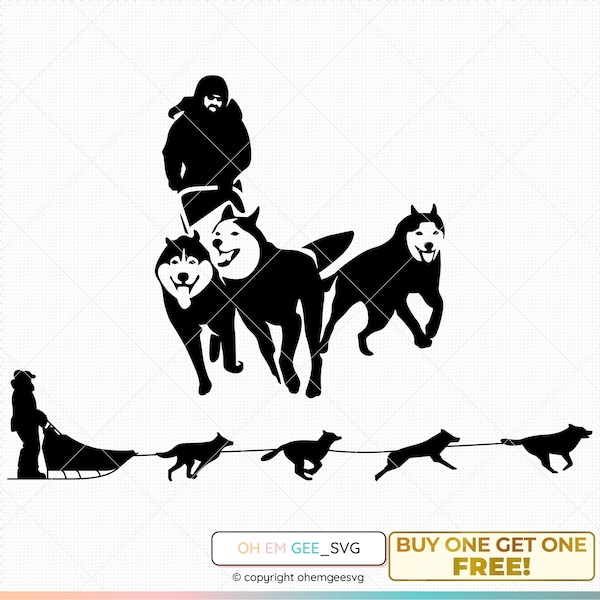 Chien de traîneau Svg, chiens de traîneau Png, chien de traîneau Clipart, traîneau à chiens Eps, chiens de traîneau Png, traîneau à chiens Dxf, traîneau à chiens Cricut, silhouette de traîneau, traîneau Svg