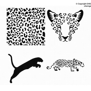 Leopard SVG-bundel, Leopard SVG, Leopard Clipart, Leopard Cricut, Leopard Print SVG, Leopard gezicht Svg, Leopard patroon Svg, Cheetah Svg