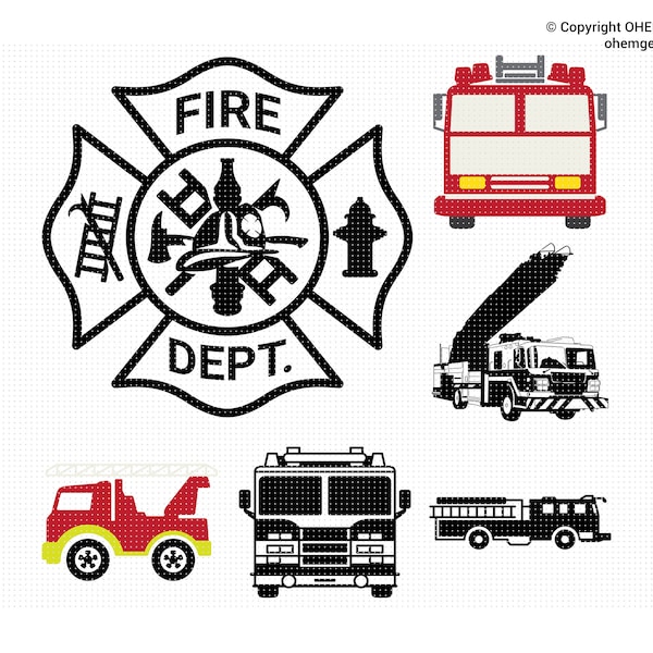 Fire Truck Svg, Maltese Cross Png, Fire Department Clipart, Fire Dept Eps, Fire Truck Dxf, Fire Truck Cricut, Fire Truck Silhouette