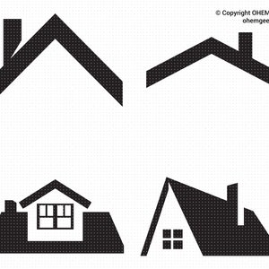 Roof Svg, Roofing Png, Home Clipart, House Dxf, Carpenter Eps, Chimney Cricut, Roof Cut File, Roofing Silhouette