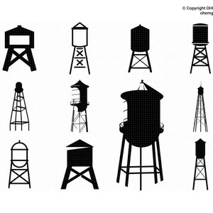 Water Tower SVG Bundle, Water Tower SVG, Water Tower Silhouette, Water Tower Clipart, Water Tower Cricut, Water Tower Cut File