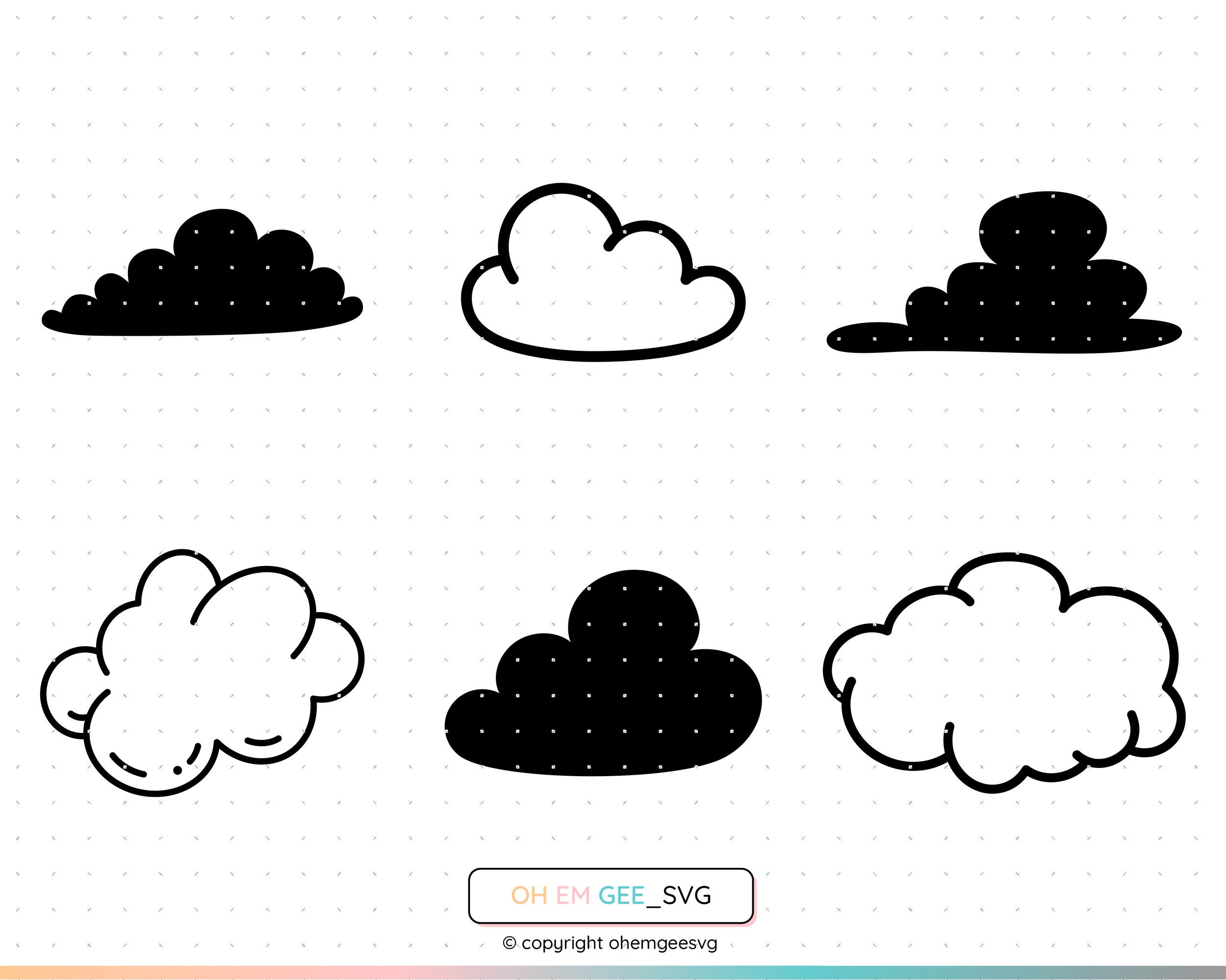 Simple Cloud SVG Bundle: Cartoon Cloud Cut Files (digital Download) - Etsy