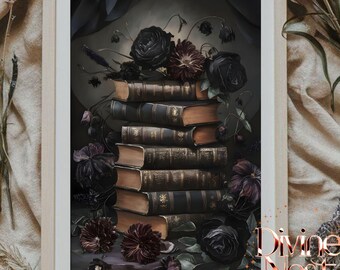 Dark Academia Books Print: Moody Gothic Home Decor (Digital Download)