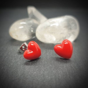 Red Heart Stud Earrings Valentines Day Earrings Heart -  UK
