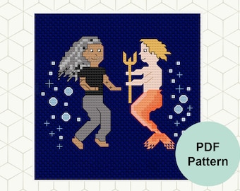 Blackbeard & Gentleman Pirate Cross Stitch Pattern 5" || Mermaid Cross Stitch