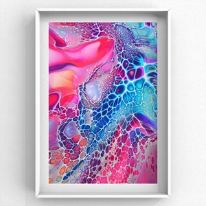 Acrylic Pour Art Print Unframed Wall Art Decor Home Decor Gift, Bedroom Wall Art Abstract Bright Art Trippy Fluid Art Paint Pouring A4