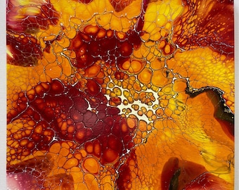Original Acrylic Pour Painting: Iridescent Fluid Art on Canvas (40cm)