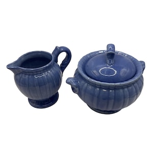 Stangl Keramik Sahne- und Zuckerset Kolonialblau MCM Vintage