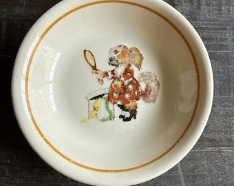 Santone Warwick China Children's Bowl with Dog Illustration Circa 1943 Vintage